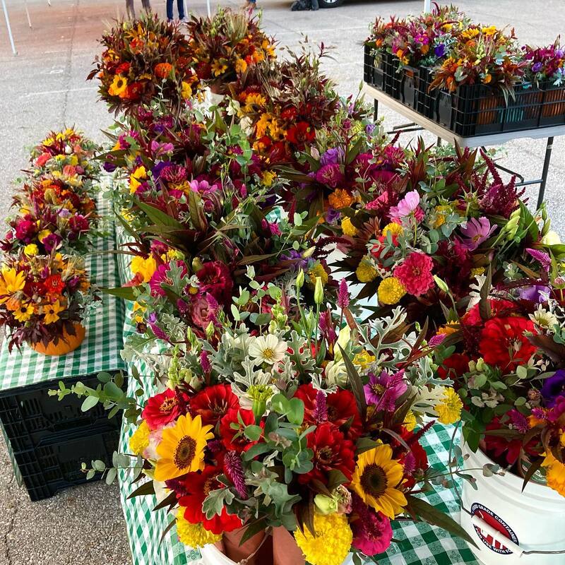 Lancaster Ohio Farmers Market local fresh organic specialty cut mixed wildflower flower bouquets