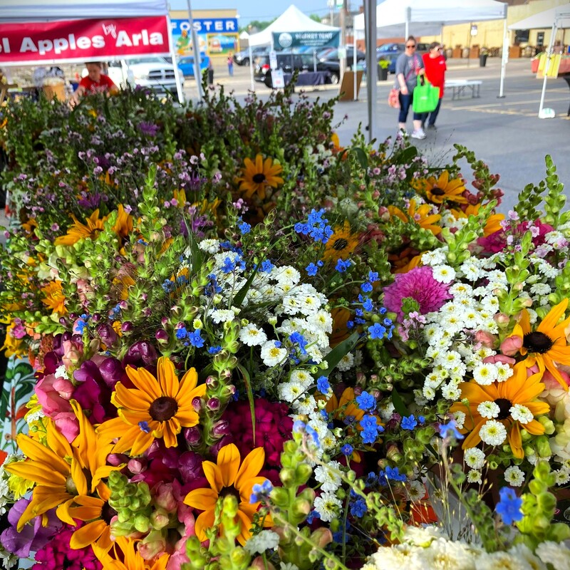 fresh local flower bouquets at the Lancaster Farmers Market in Lancaster Ohio