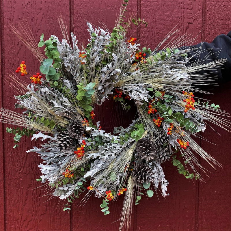 Dried flower winter wreath Lancaster Ohio